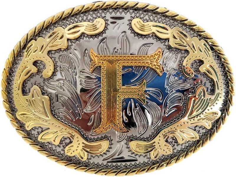 WMG Western Belt Buckle Initial Letters ABCDMRJ to Z Cowboy Belt Buckle, Rodeo Buckles for Men & Women - Image 1